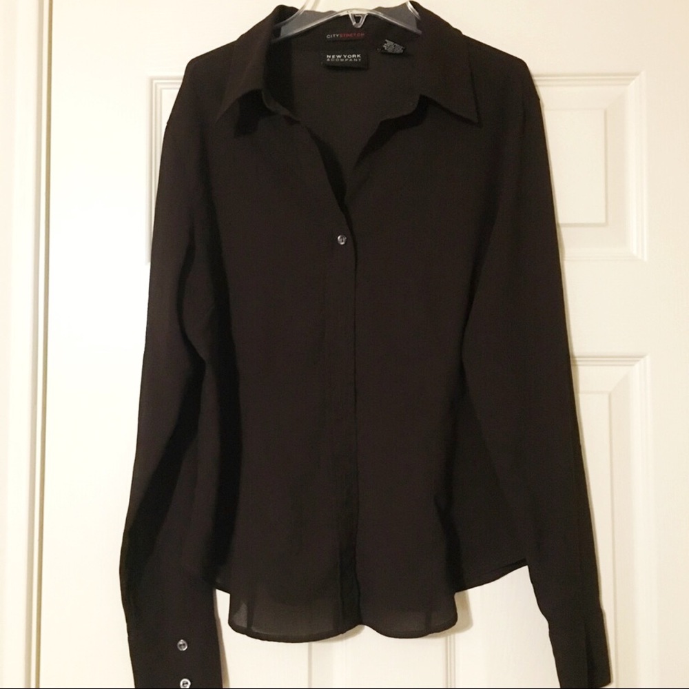 New York & Company City Stretch brown button down